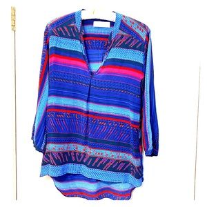 Multi-colored 100% silk blouse
